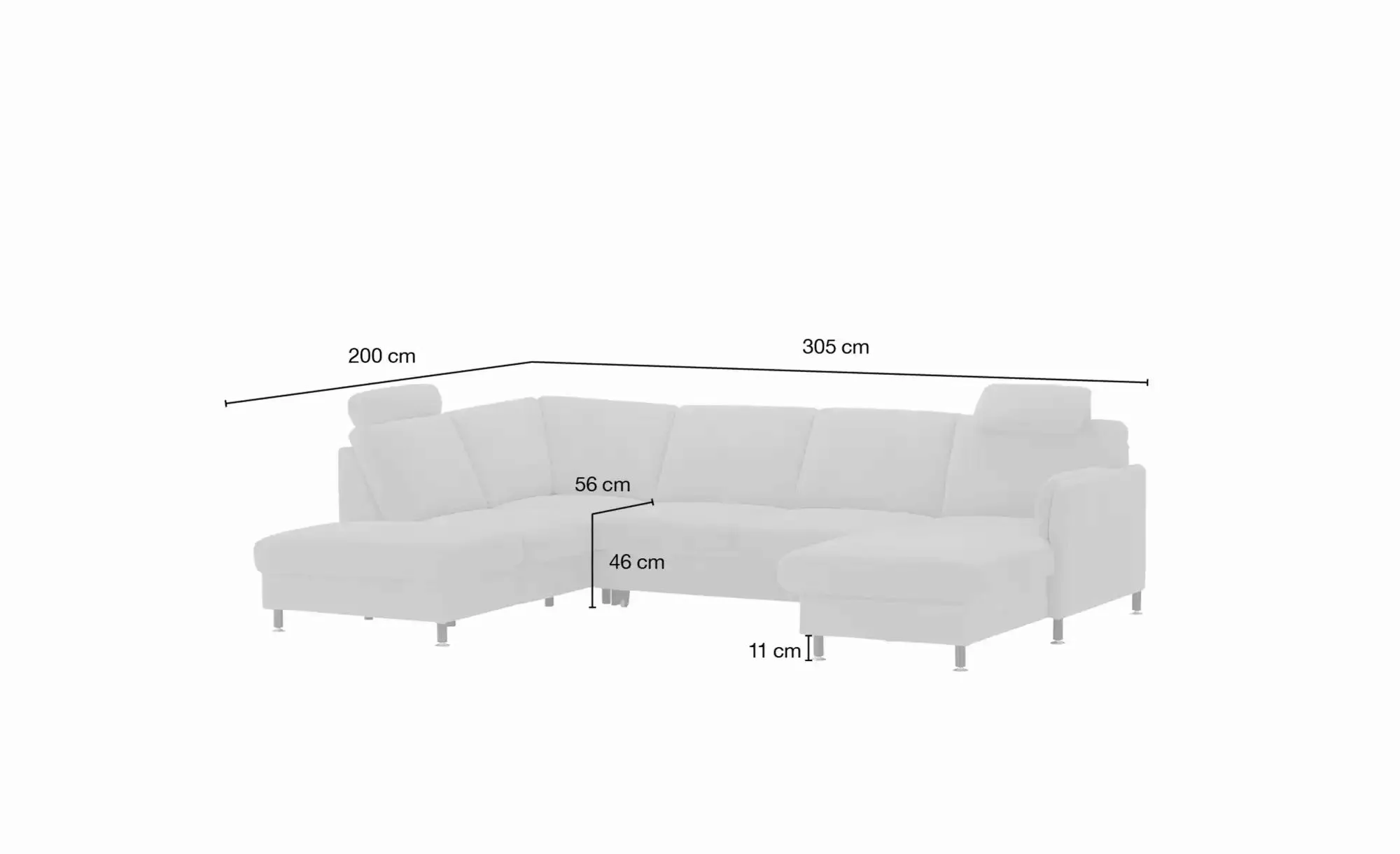 meinSofa Wohnlandschaft  Veit ¦ braun ¦ Maße (cm): B: 305 H: 90 T: 200.0 Po günstig online kaufen