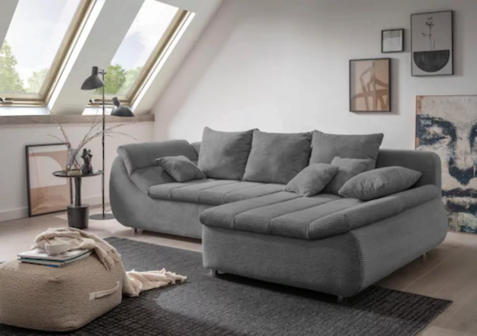 INOSIGN Ecksofa »Imola elegant und bequem, aktuelle Steppung im Sitz, L-For günstig online kaufen