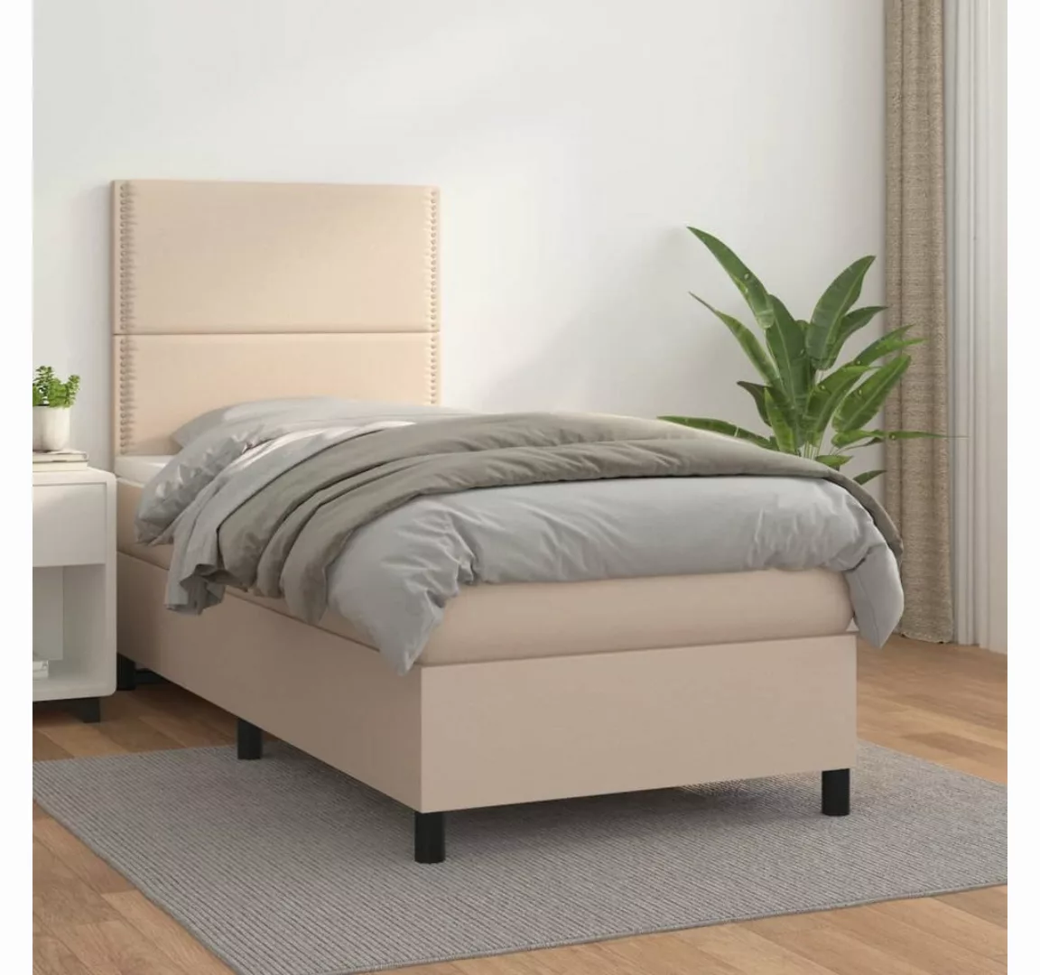 vidaXL Boxspringbett, Boxspringbett Matratze Cappuccino-Braun 100x200cm Kun günstig online kaufen