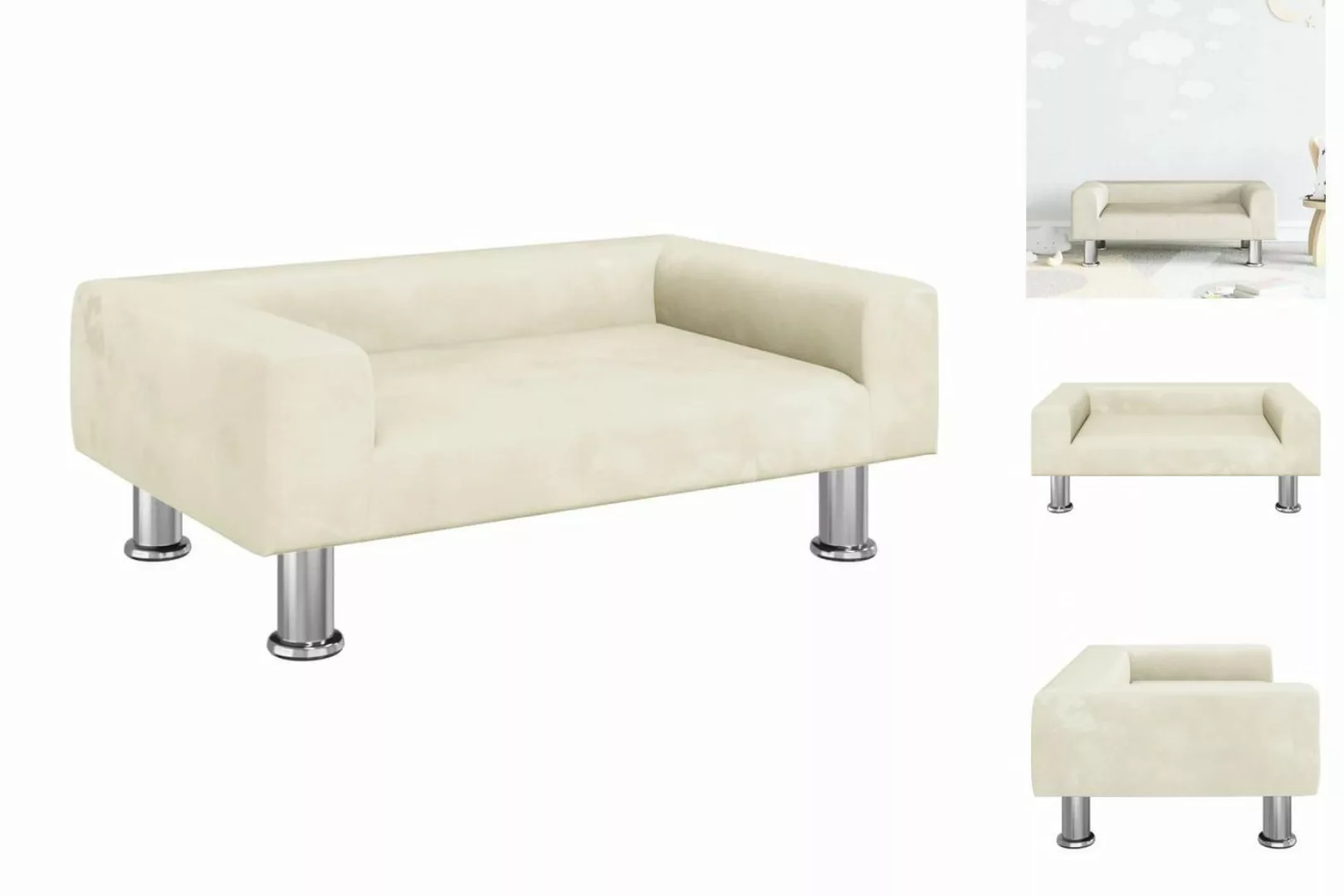 vidaXL Kindersofa Kindersofa Creme 70x45x26,5 cm Samt Kindercouch Kindermöb günstig online kaufen