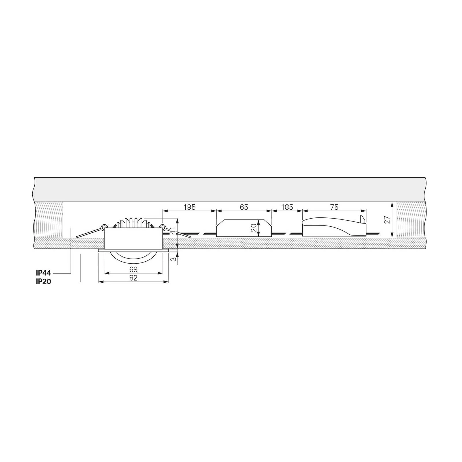 LED-Deckeneinbauleuchte Dione, IP44, 2.700 K, schwarz, dim günstig online kaufen