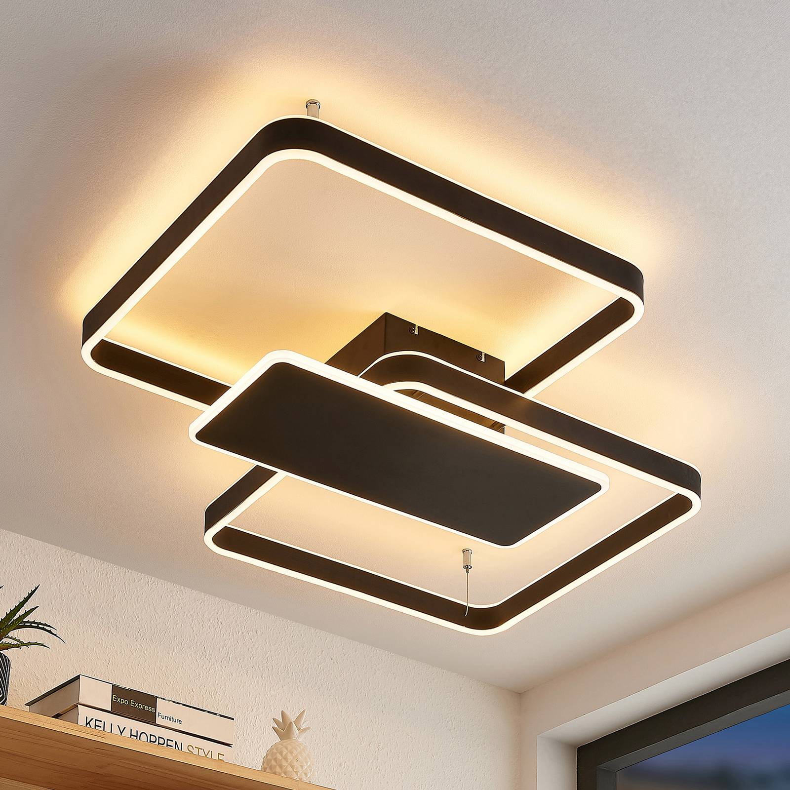 Lucande Kadira LED-Deckenlampe, 80 cm, schwarz günstig online kaufen
