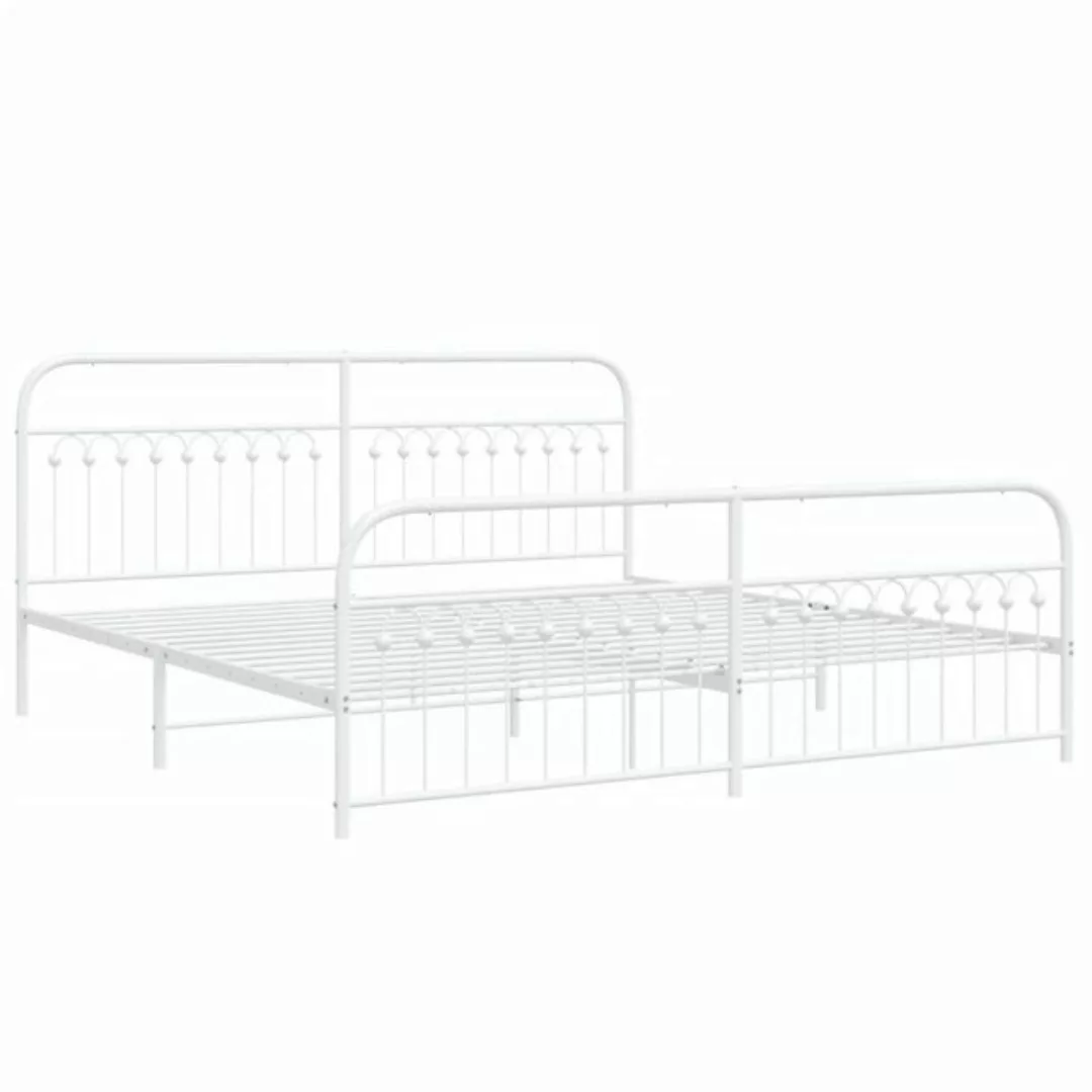 vidaXL Bett Bettgestell mit Kopf- und Fußteil Metall Weiß 200x200 cm günstig online kaufen