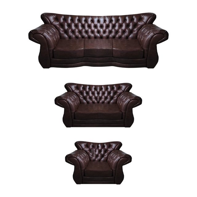 JVmoebel Chesterfield-Sofa Sofas Komplett 3tlg Wohnzimmer Chesterfield Desi günstig online kaufen