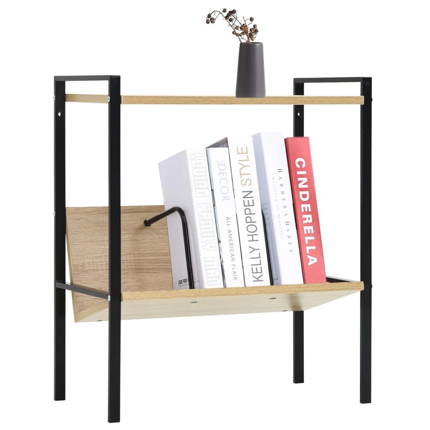 vidaXL Bücherregal 2 Regalböden Schwarz Eiche 52x28x59cm Holzwerkstoff günstig online kaufen