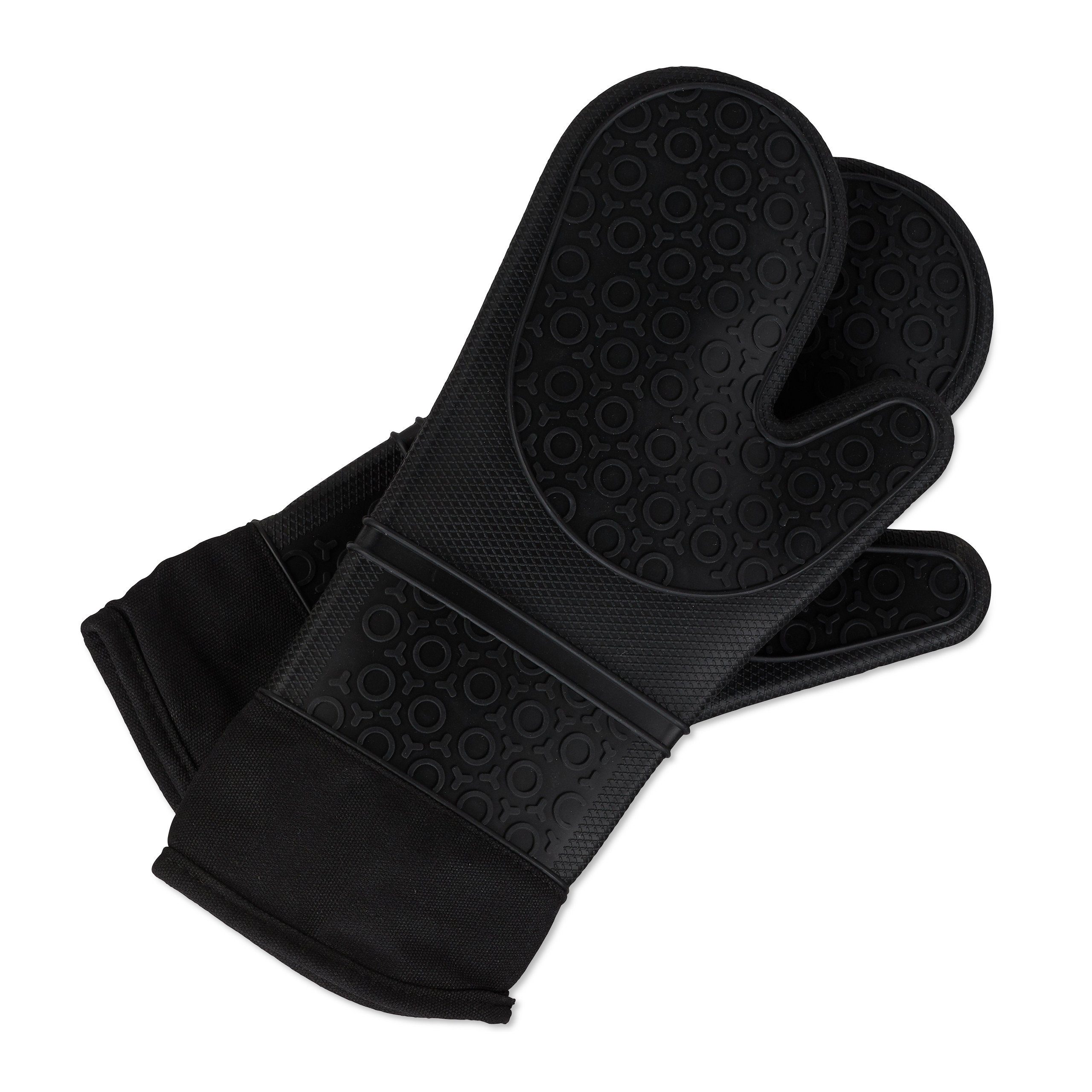 relaxdays Topfhandschuhe Ofenhandschuhe Silikon, Schwarz günstig online kaufen