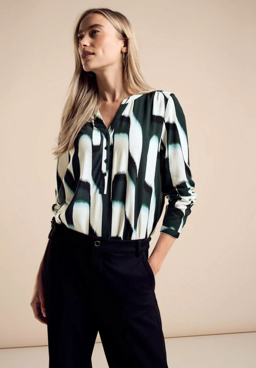 STREET ONE Klassische Bluse Street One Bluse mit Grafikprint in Hunter Gree günstig online kaufen