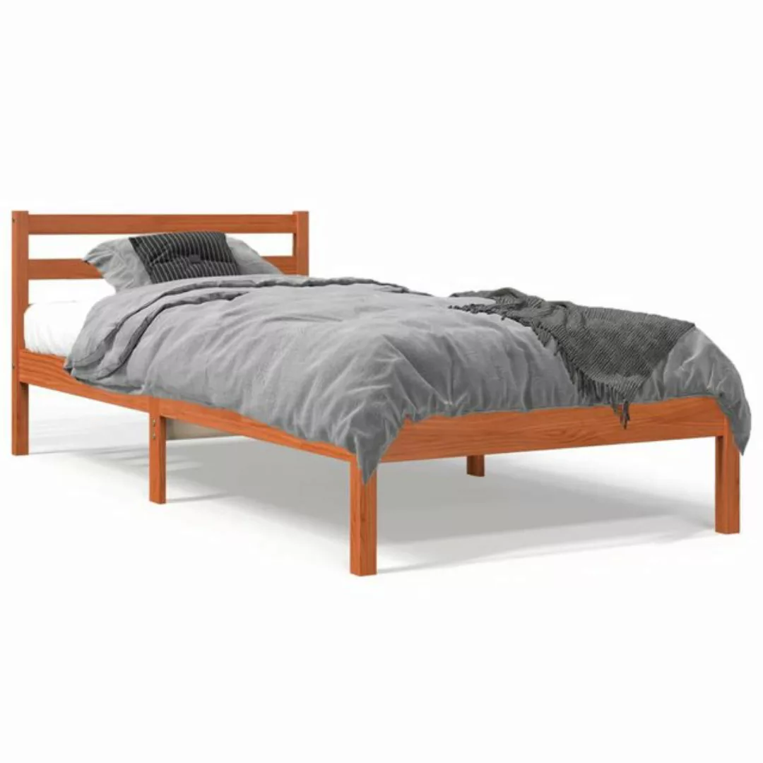 vidaXL Bettgestell Massivholzbett Wachsbraun 100x200 cm Kiefer Bett Bettges günstig online kaufen