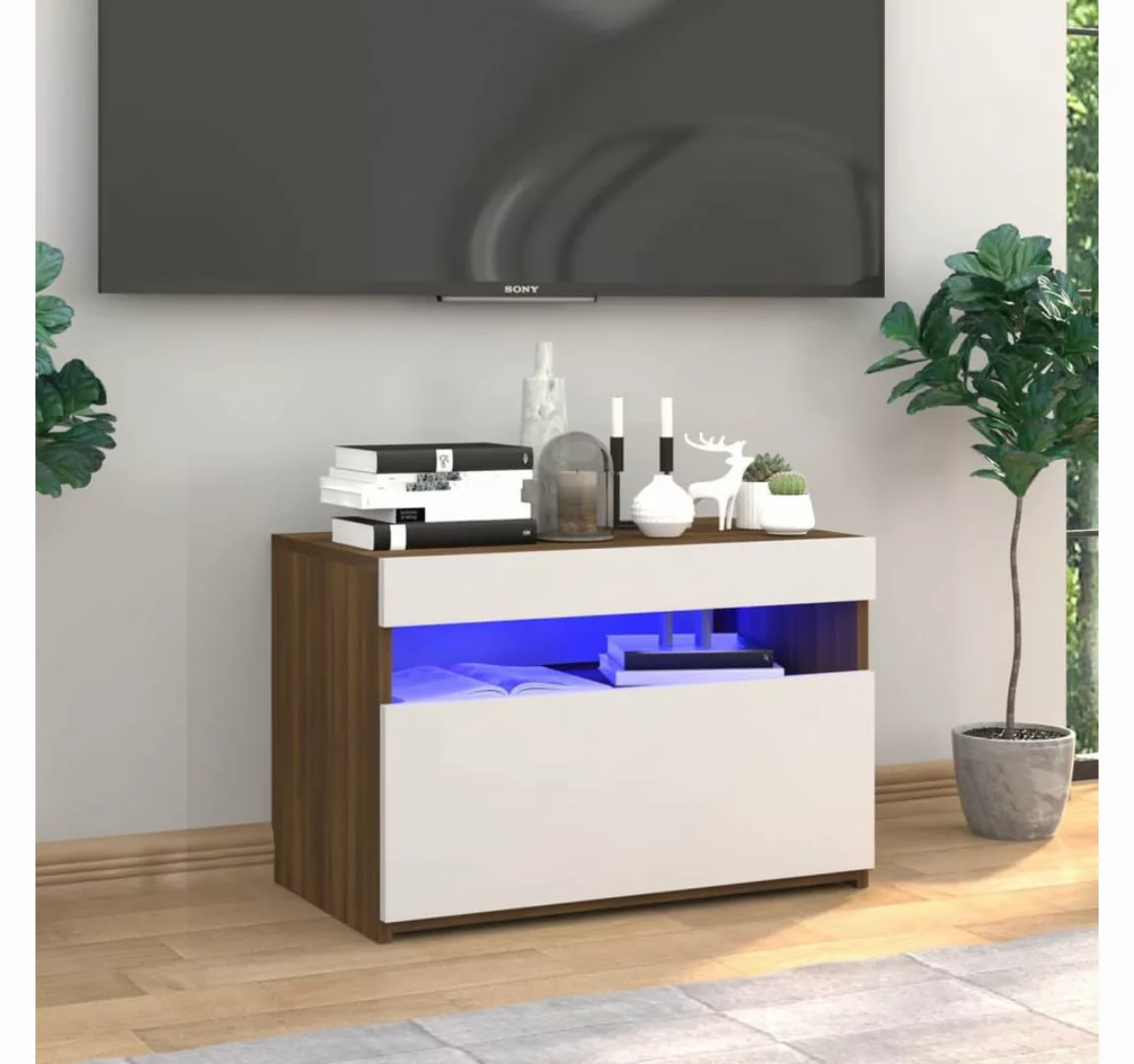 vidaXL TV-Schrank TV-Schrank mit LED Leuchten Braun Eichen-Optik 60x35x40 c günstig online kaufen