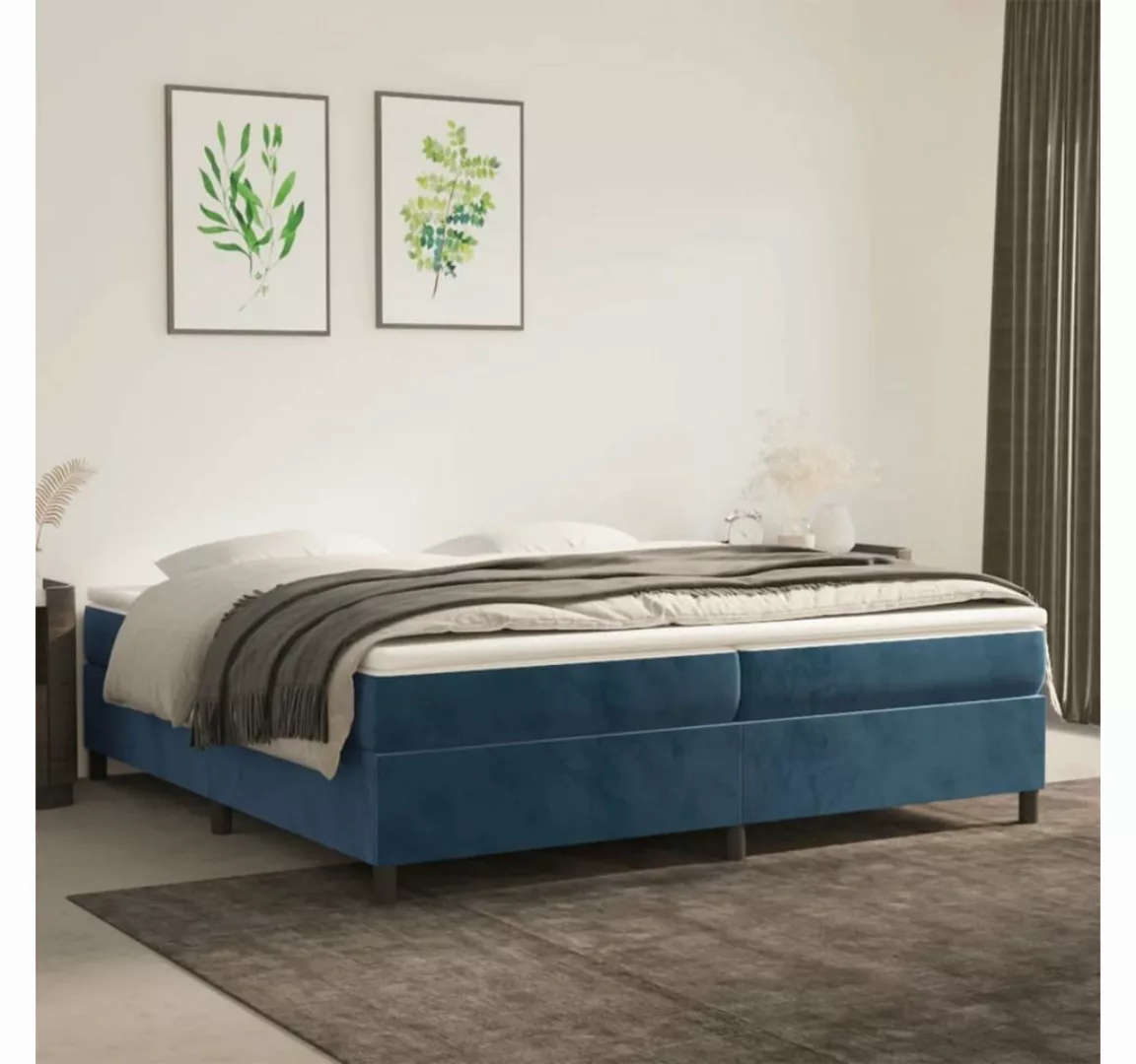 furnicato Bett Boxspringbett Dunkelblau 200x200 cm Samt günstig online kaufen