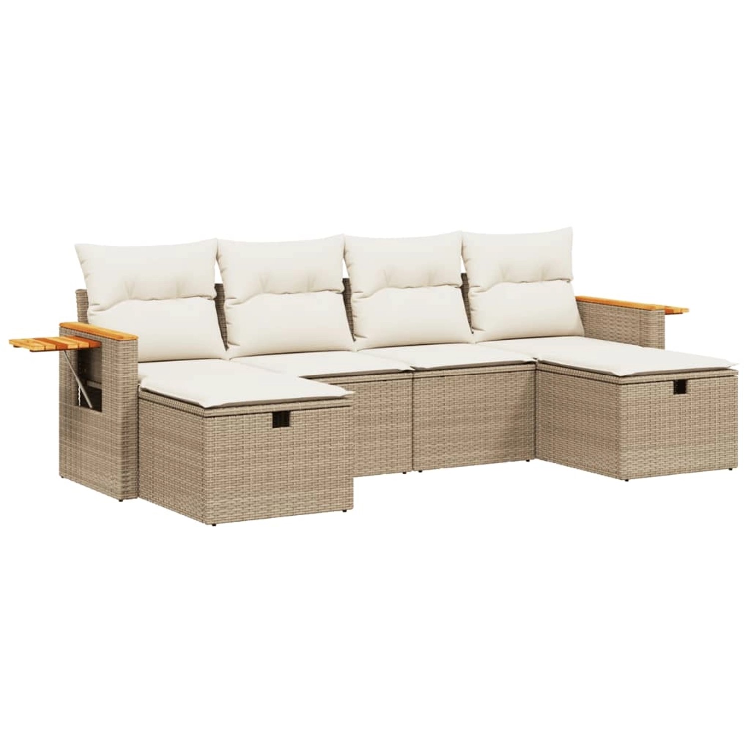 vidaXL 6-Tlg Garten-Sofagarnitur mit Kissen Beige Poly Rattan 3265559 günstig online kaufen