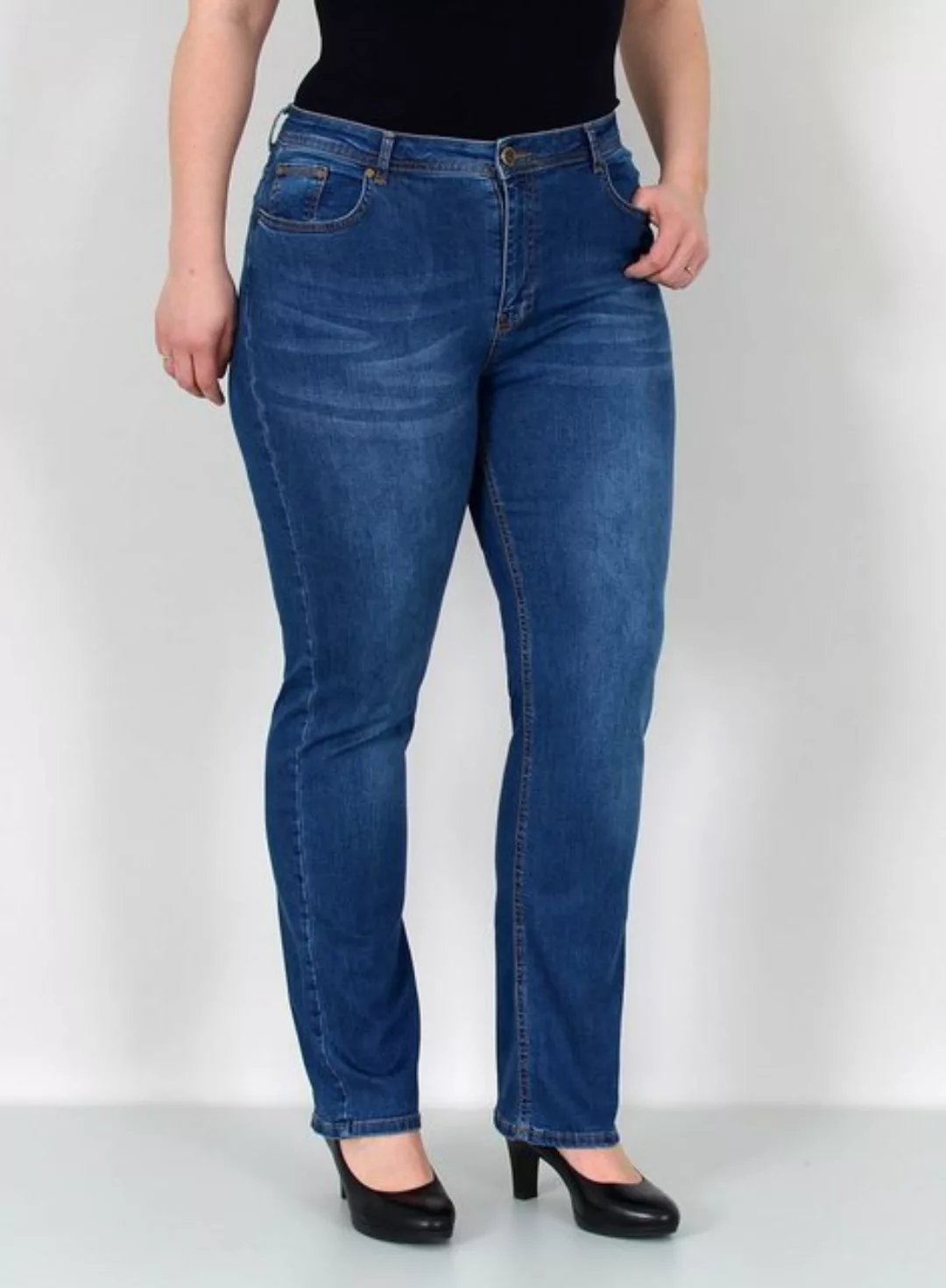 ESRA Straight-Jeans FG6 High Waist Jeans Straight Fit Damen Hose Stretch, D günstig online kaufen