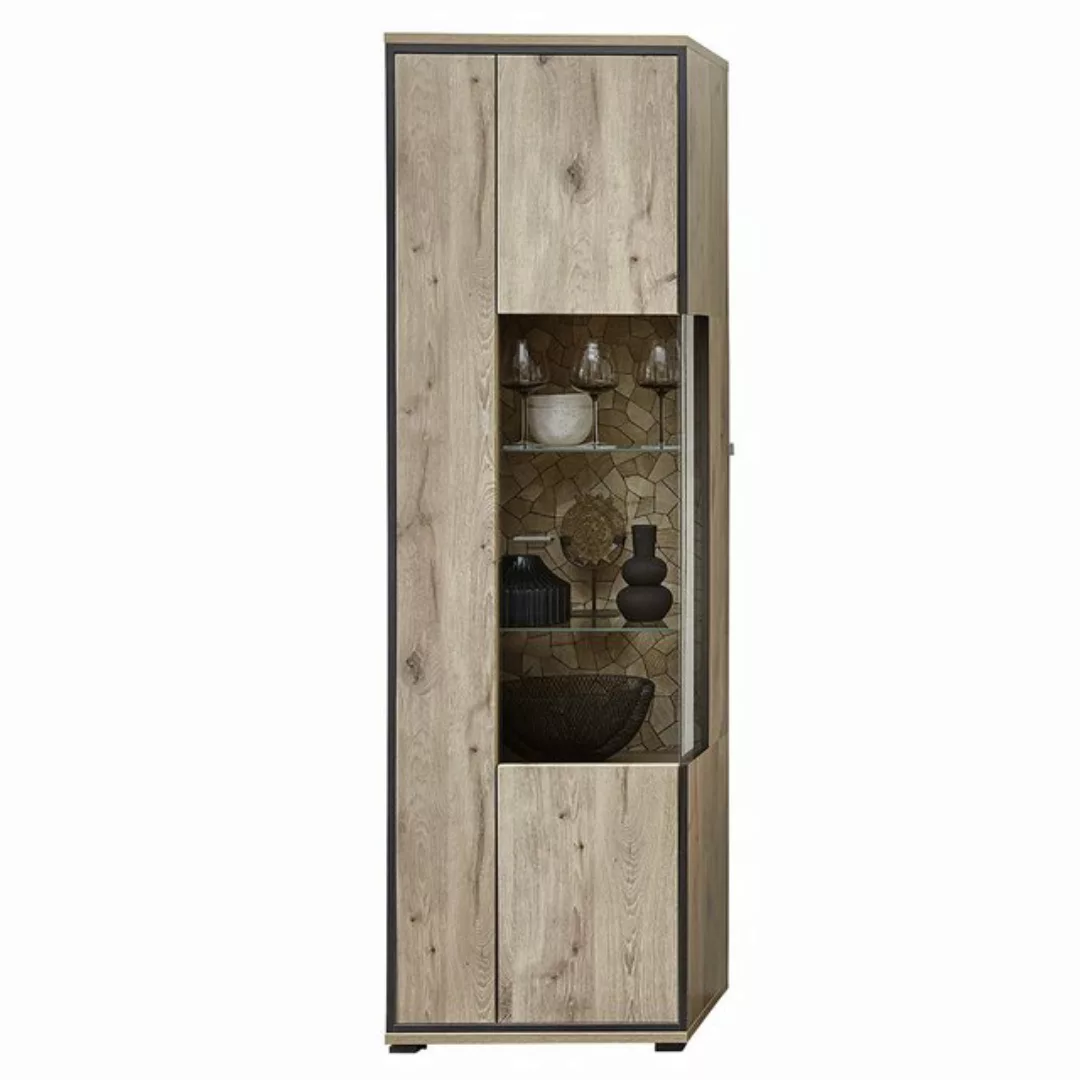 Lomadox Vitrine RINGSTED-55 60cm breit, Eiche Nb. mit Hirnholzmosaik Nb. günstig online kaufen