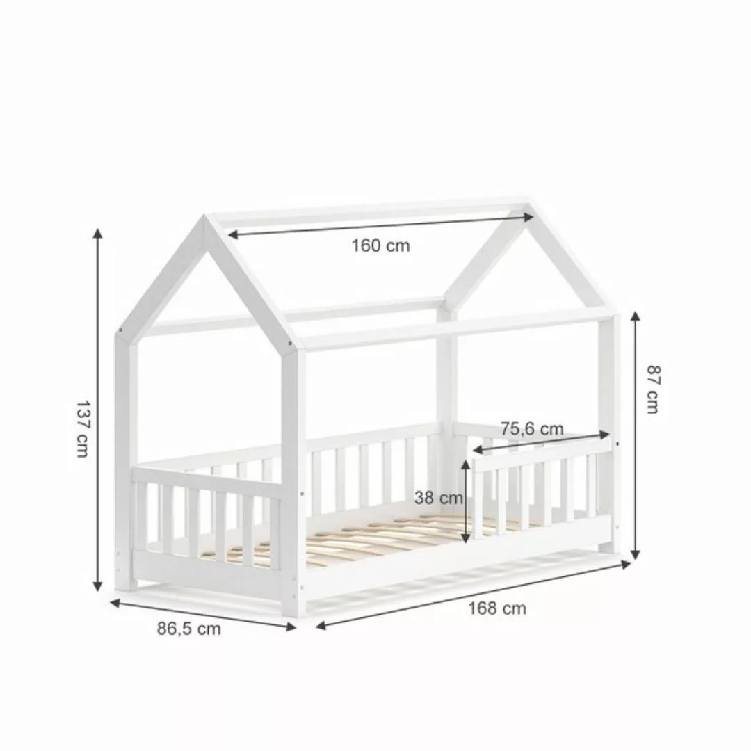 VitaliSpa® Hausbett Kinderbett Spielbett Wiki 80x160cm Weiß Matratze günstig online kaufen