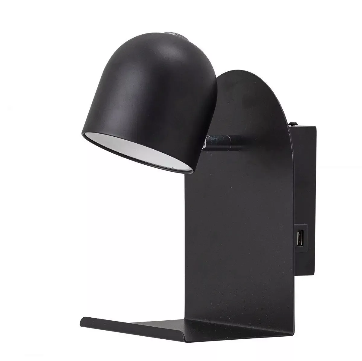 Schwarze Wandlampe aus Metall mit Ablage günstig online kaufen