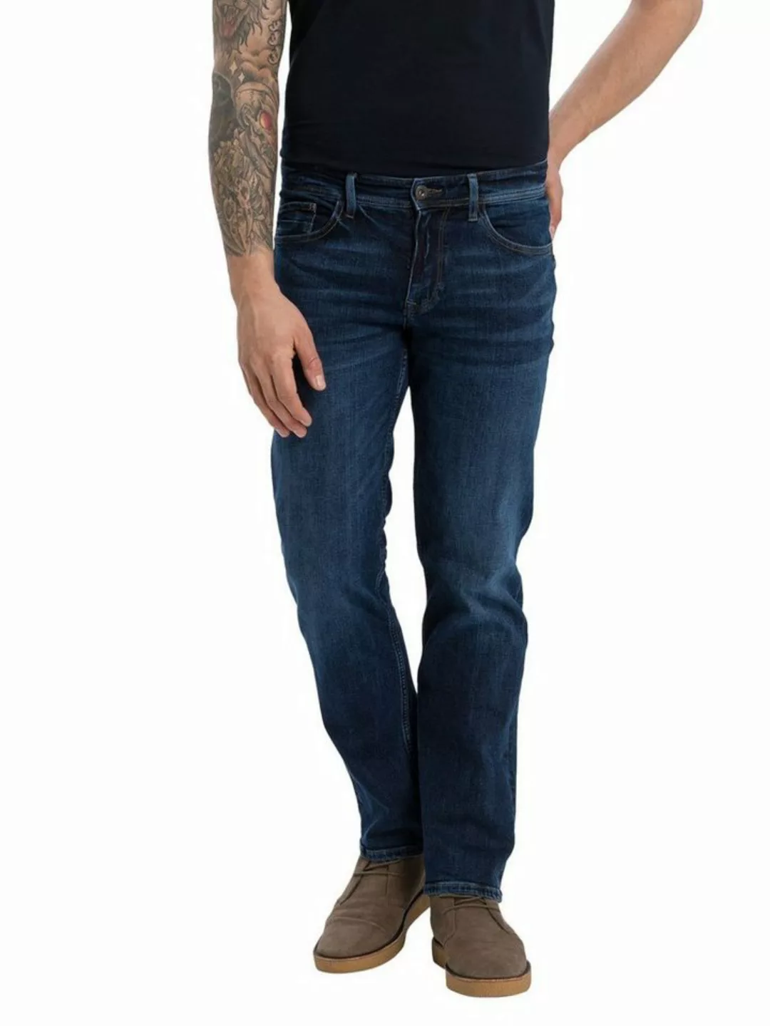 Cross Jeans Herren Jeans Antonio - Relaxed Fit - Blau - Dark Blue Crincle günstig online kaufen