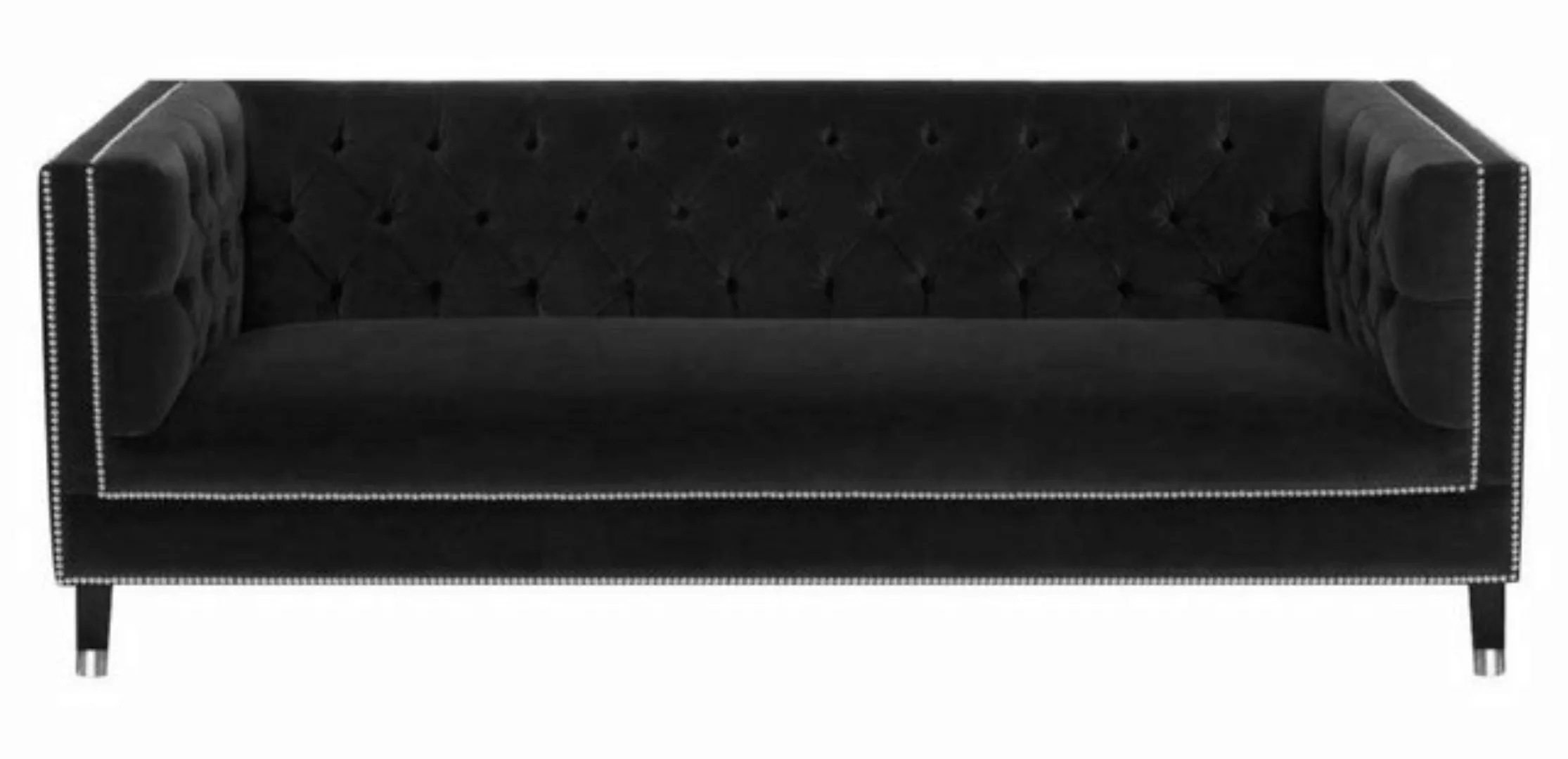 Xlmoebel Chesterfield-Sofa Luxus Schwarze Samt Couch Dreisitzer Polster Möb günstig online kaufen