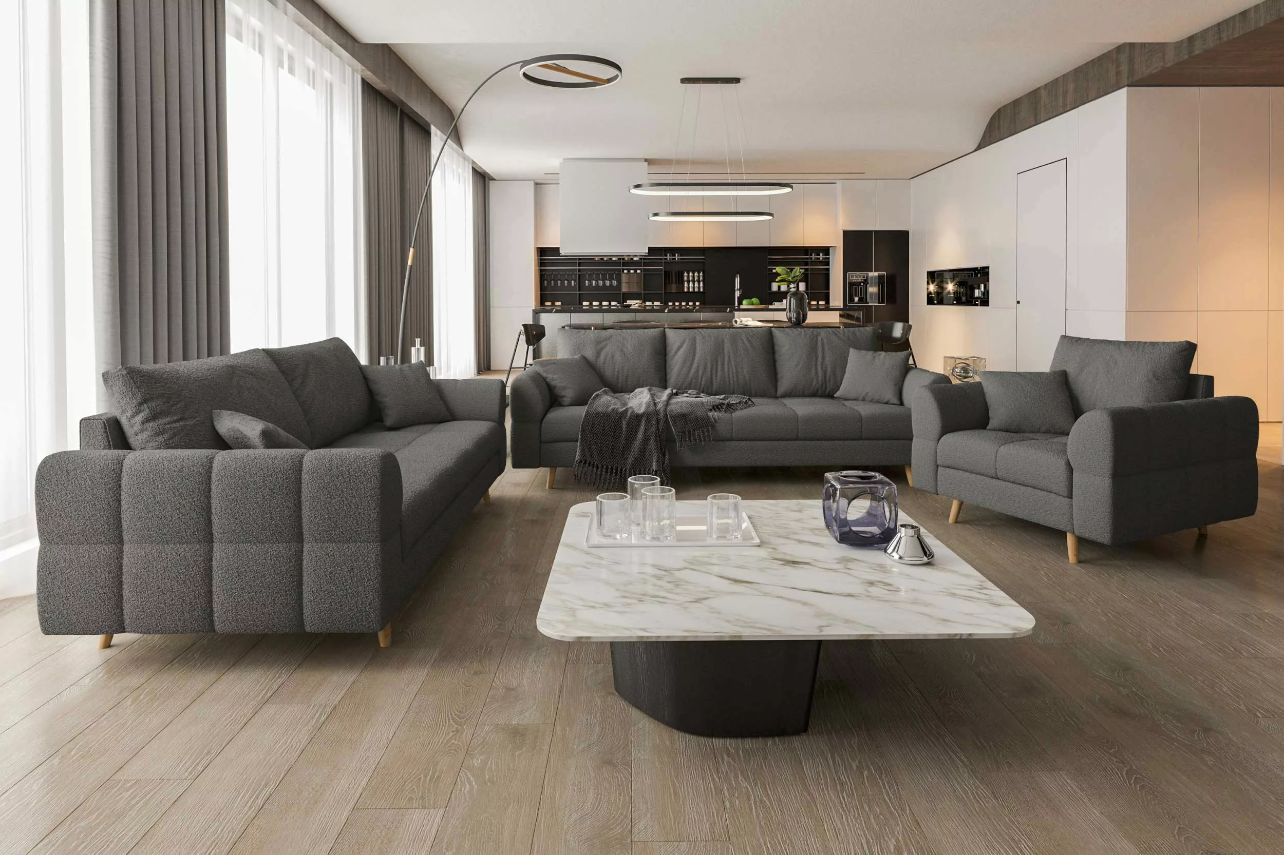 99rooms Polstergarnitur Bello, (Couchgarnitur, Set (3-tlg), günstig online kaufen