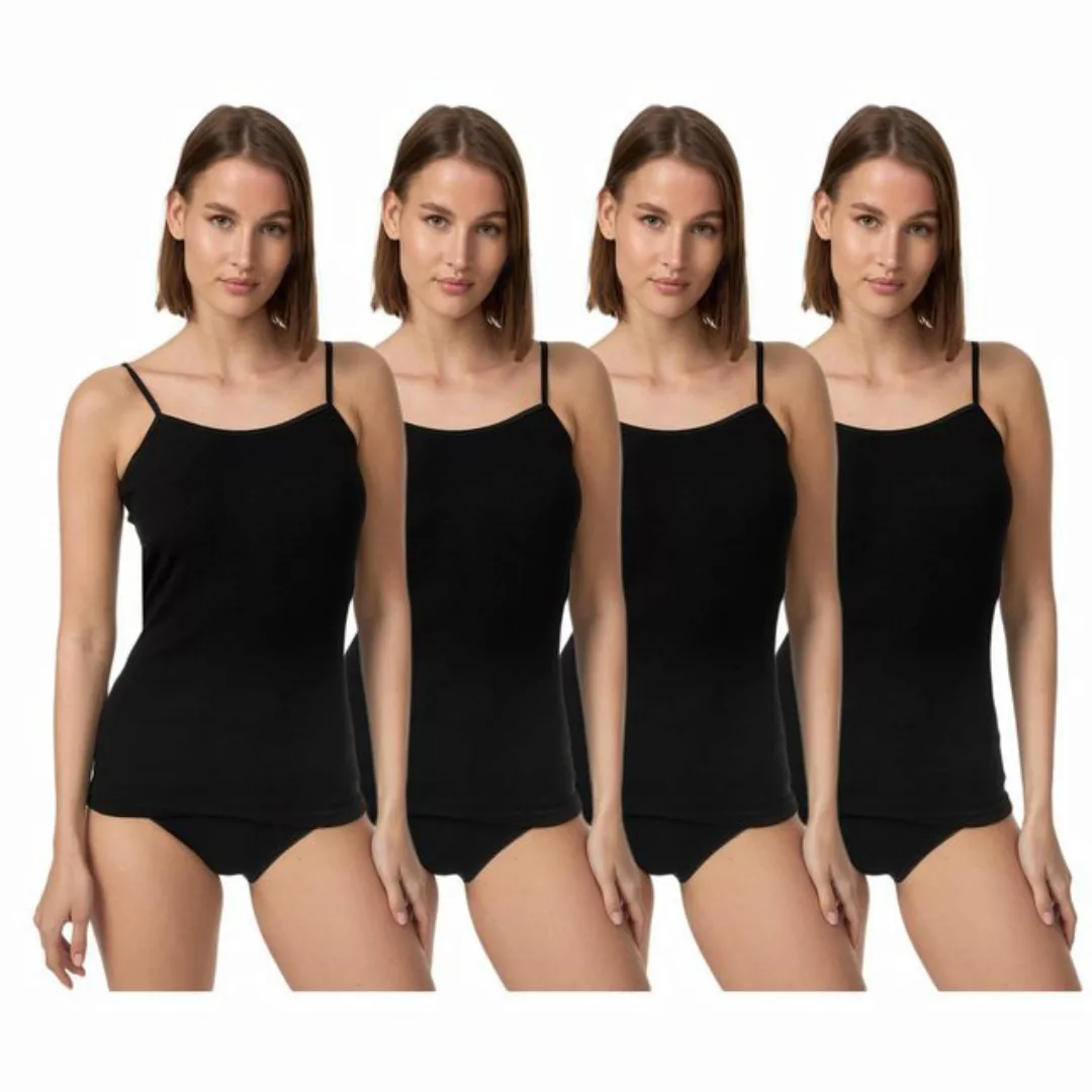 TEXEMP Spaghettitop 4er Pack Damen Unterhemd Spaghettiträger Trägertop Tank günstig online kaufen