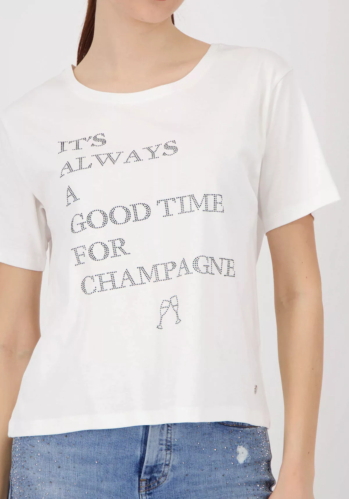Monari T-Shirt "Shirt Schmuckschrift", Regular fit mit Rundhalsausschnitt günstig online kaufen