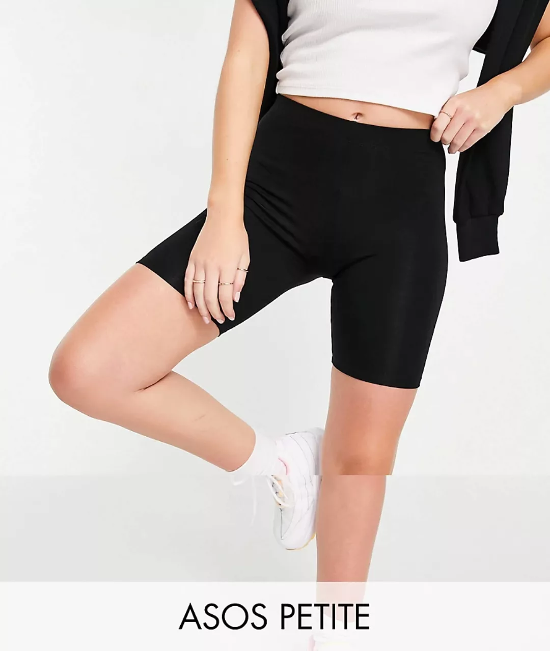 ASOS DESIGN Petite – Basic-Legging-Shorts in Schwarz im 2er-Pack günstig online kaufen