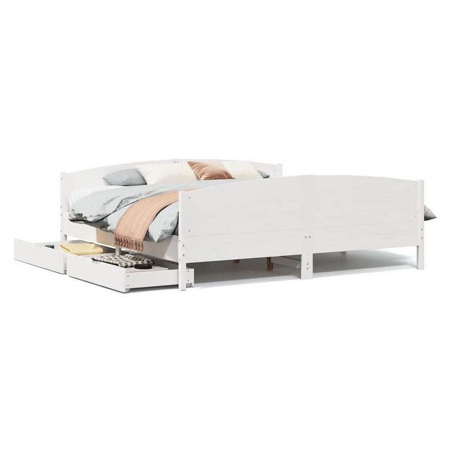 vidaXL Bett, Massivholzbett ohne Matratze Weiß 160x200 Kiefernholz günstig online kaufen