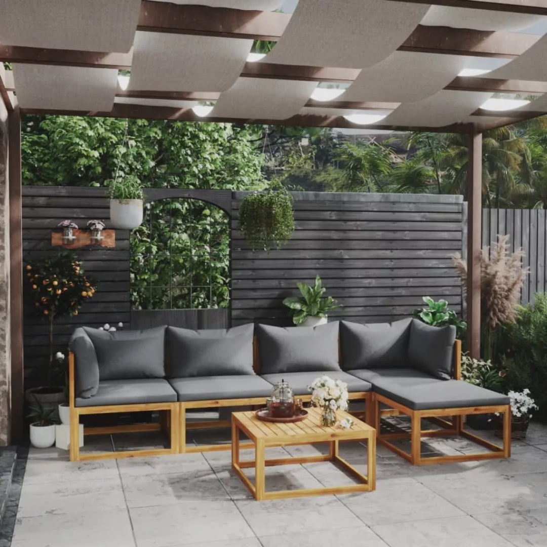 6-tlg. Garten-lounge-set Mit Auflage Massivholz Akazie günstig online kaufen