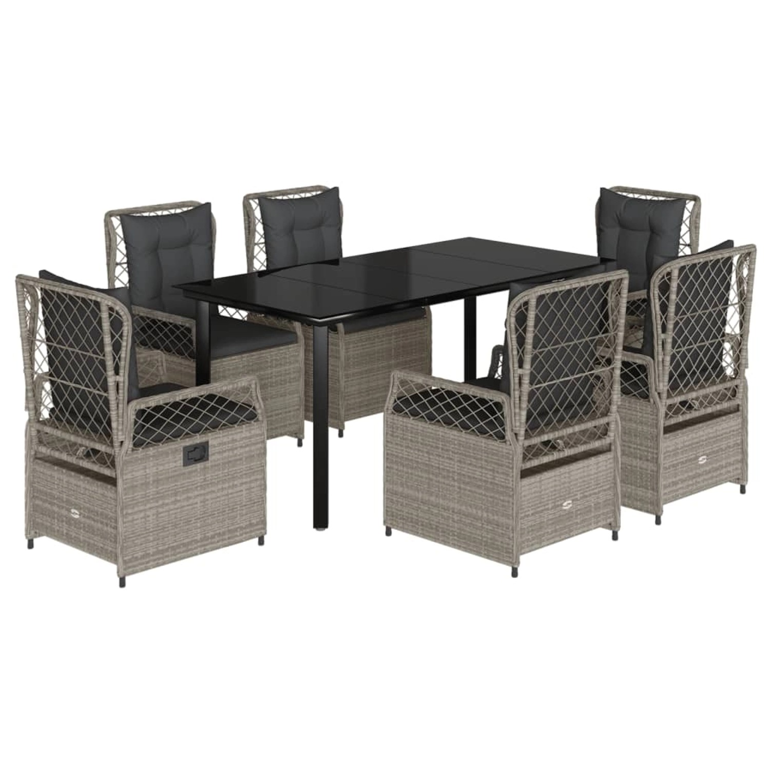 vidaXL 7-Tlg Garten-Essgruppe mit Kissen Hellgrau Poly Rattan 3263038 günstig online kaufen
