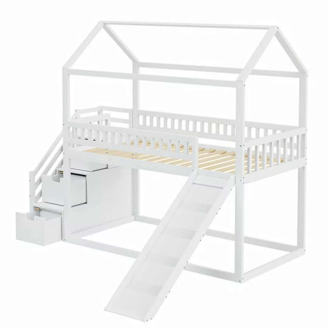 XDeer Etagenbett Kinderetagenbett 90*200 cm, Hochbett, mit Rutsche und Stau günstig online kaufen