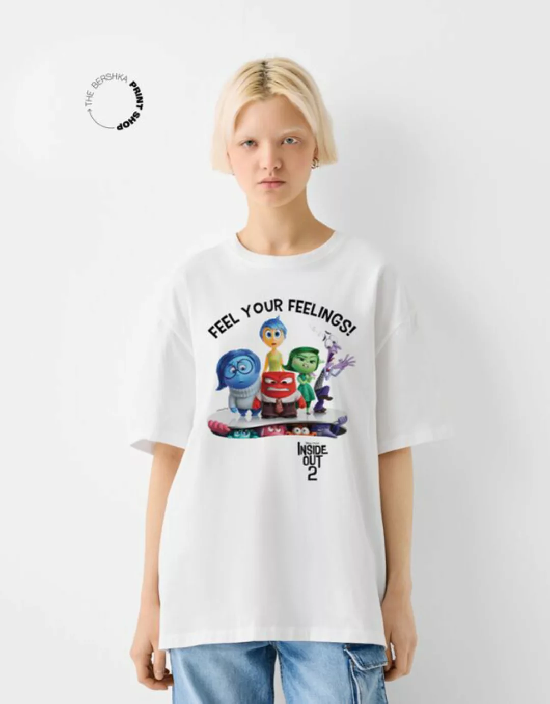 Bershka T-Shirt Inside Out 2 Mit Kurzen Ärmeln Damen S Weiss günstig online kaufen