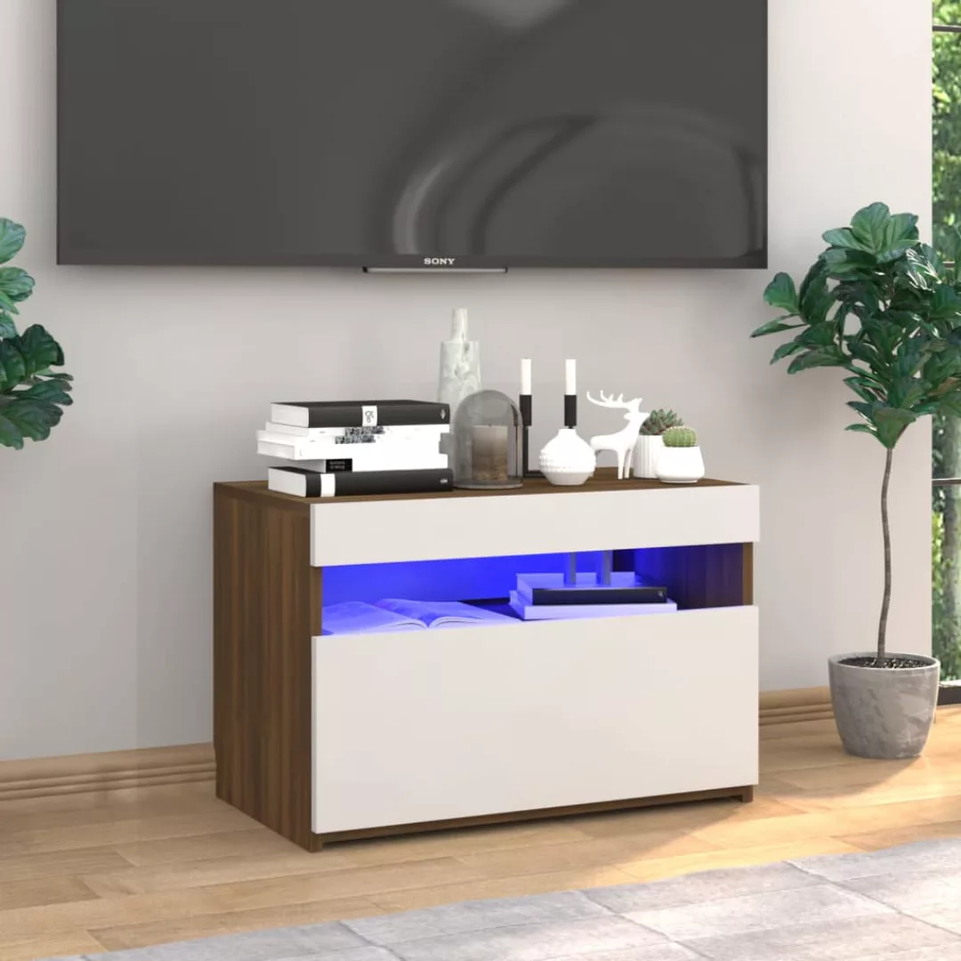 vidaXL TV-Schrank TV-Schrank mit LED-Leuchten Braun Eichen-Optik 60x35x40 c günstig online kaufen