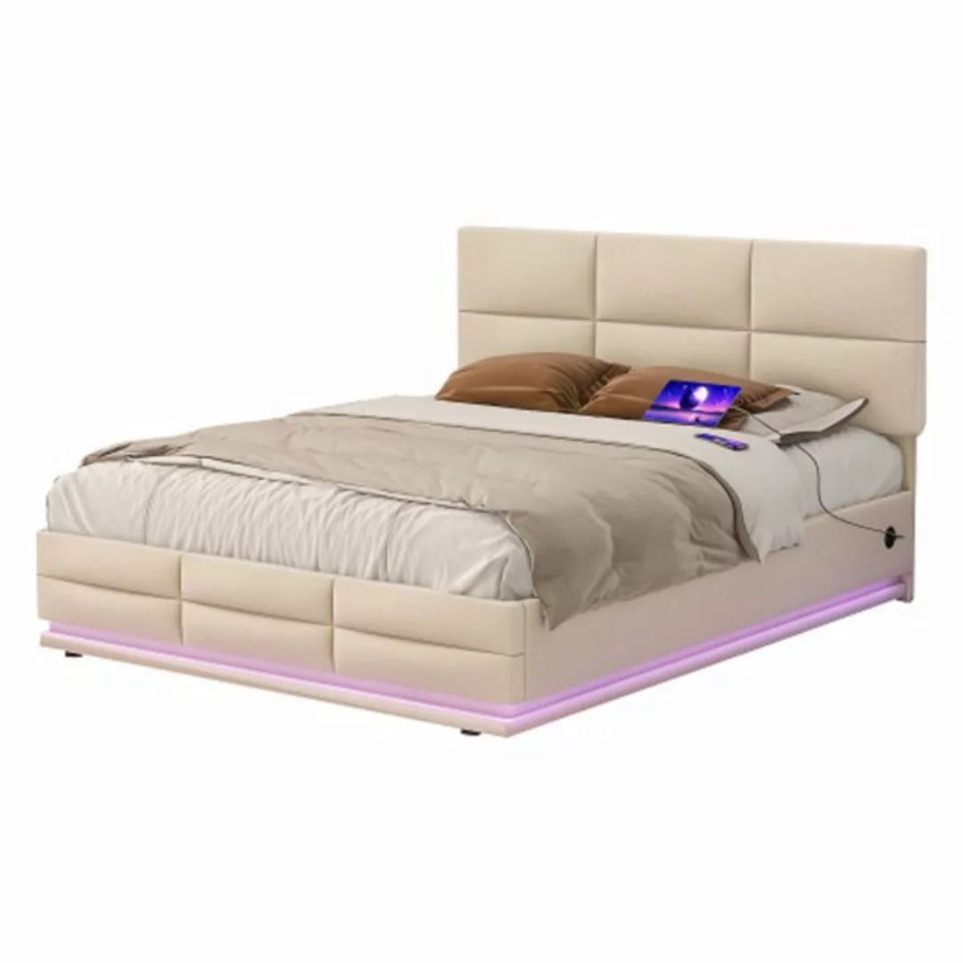 GLP Stauraumbett Funktionsbett mit LED-Leuchten und USB-Ladegerät (1-tlg), günstig online kaufen