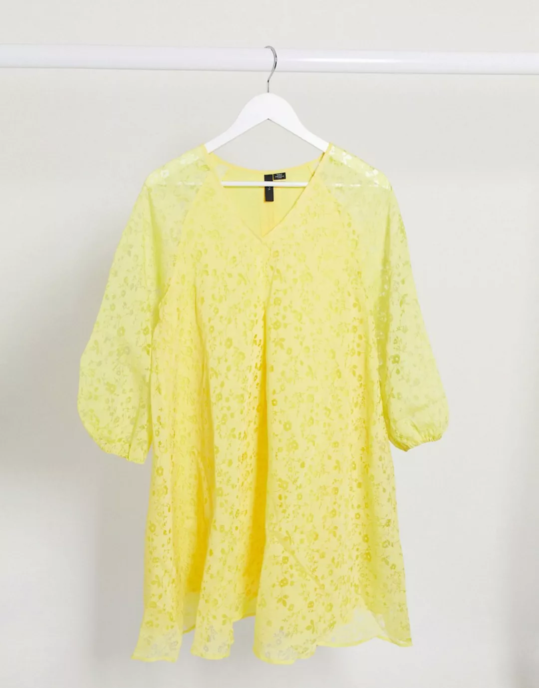Y.A.S – Hängerkleid mit Puffärmeln in Gelb geblümt-Mehrfarbig günstig online kaufen