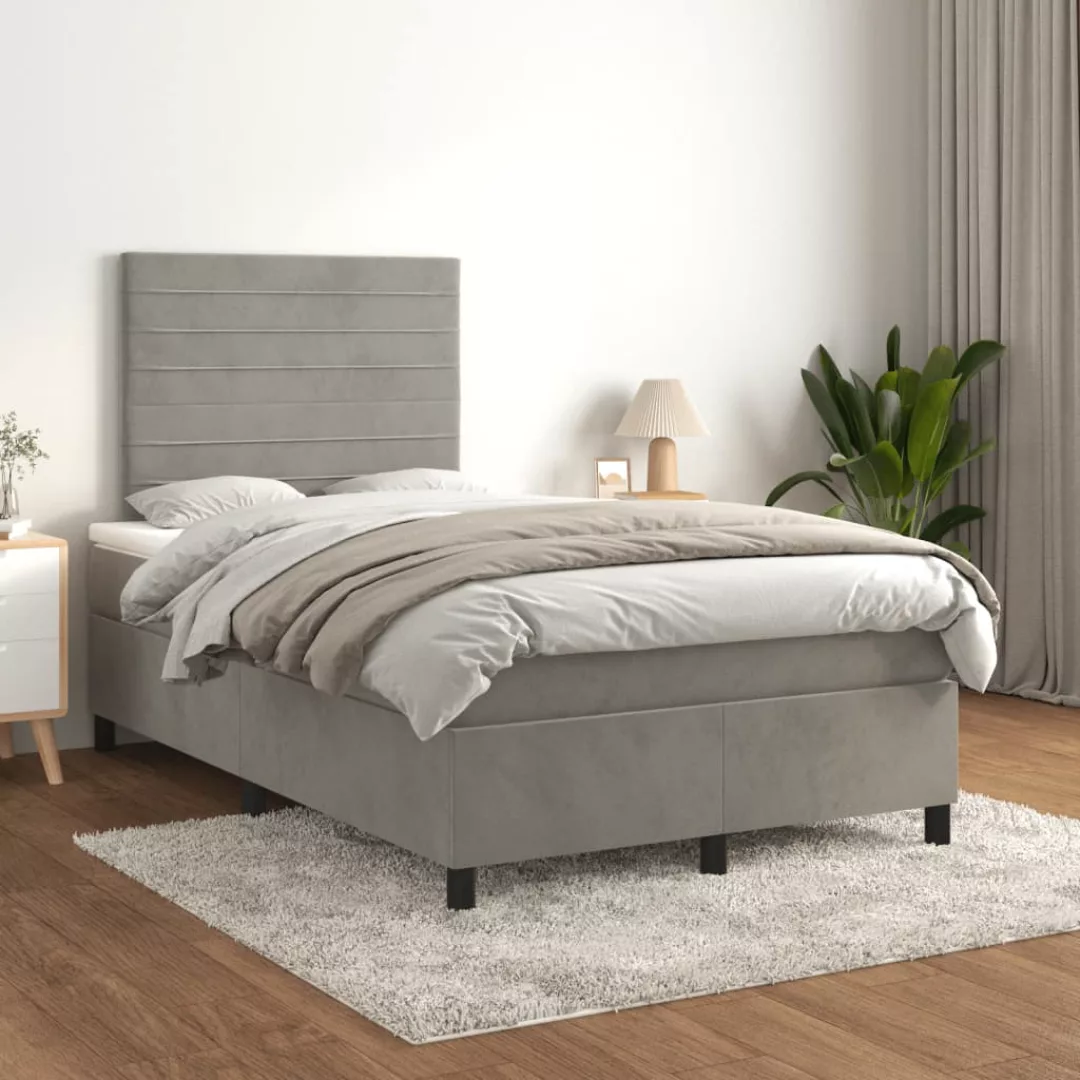 Vidaxl Boxspringbett Mit Matratze Hellgrau 120x200 Cm Samt günstig online kaufen