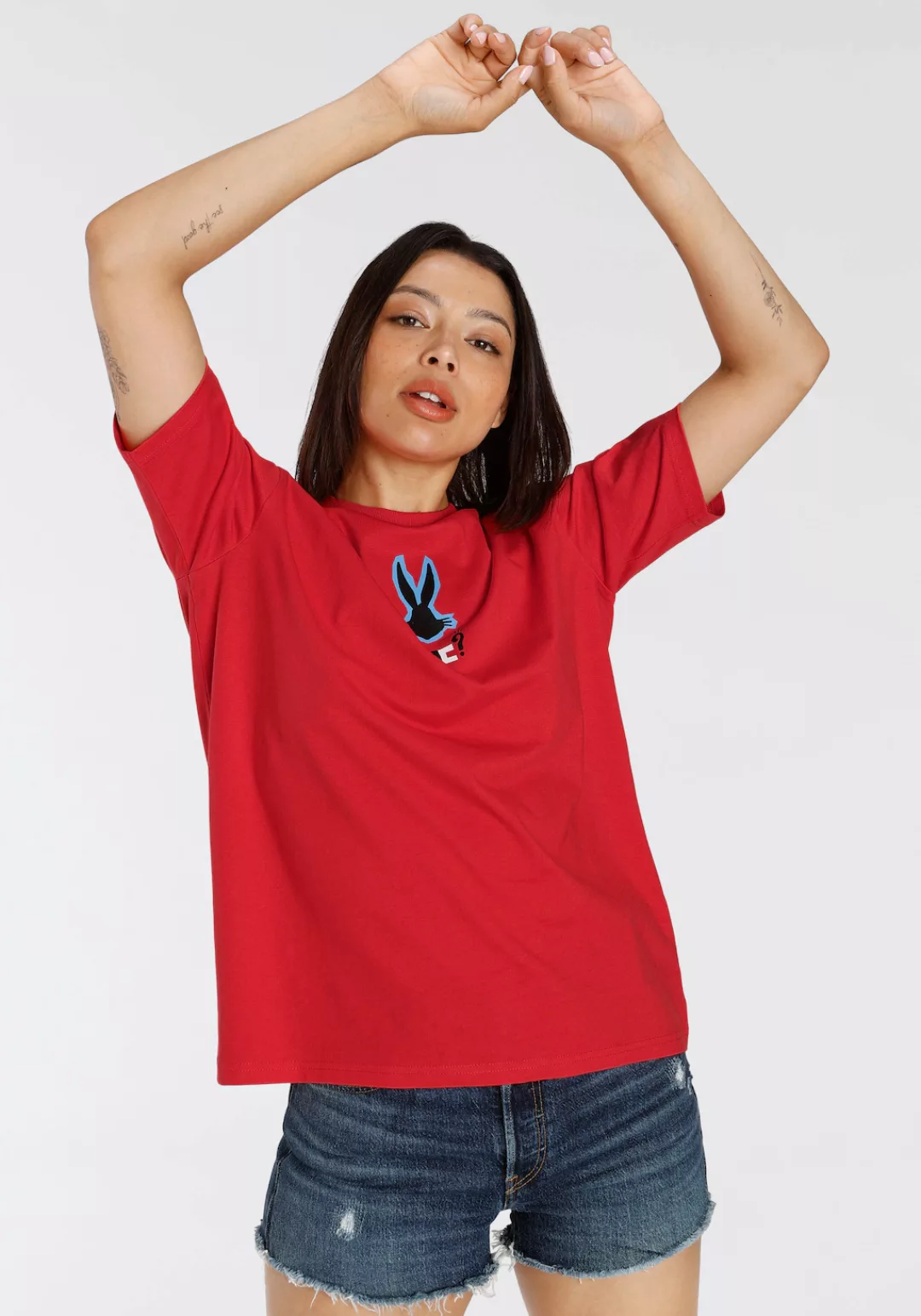 Capelli New York T-Shirt mit Comic-Motiv Duffy Duck mit Bugs Bunny günstig online kaufen