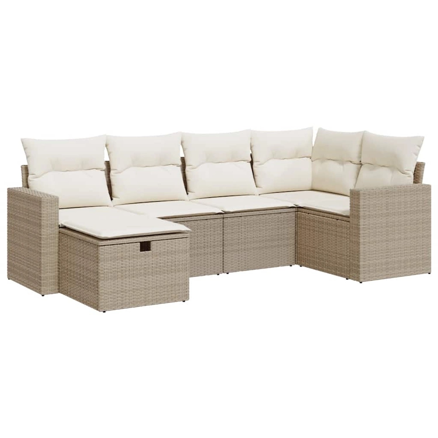 vidaXL 6-Tlg Garten-Sofagarnitur mit Kissen Beige Poly Rattan 3325384 günstig online kaufen