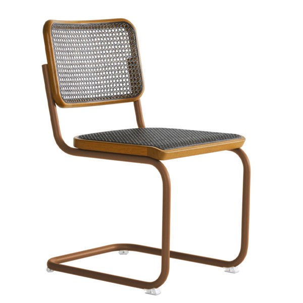 THONET S 32 V Dark Melange ocker | Stahlrohr-Freischwinger | Gestell ocker günstig online kaufen