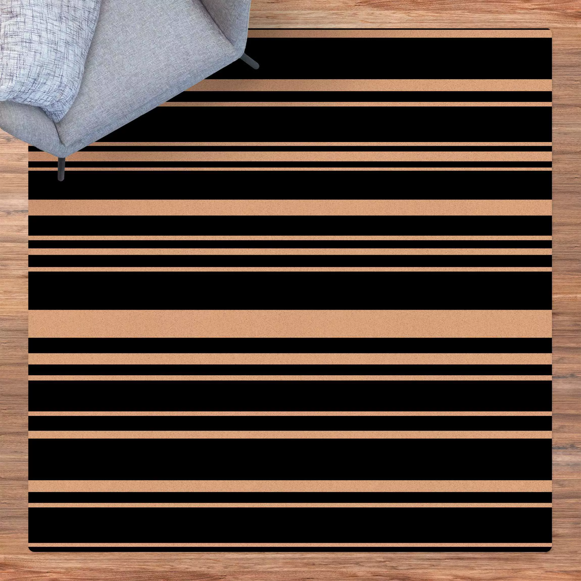 Kork-Teppich Streifen vor Schwarz günstig online kaufen