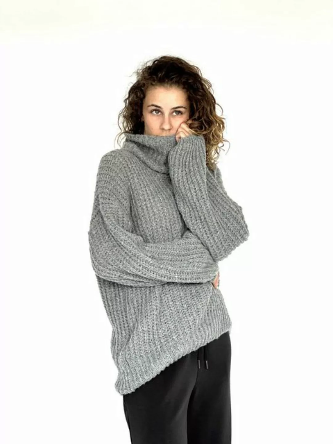 Zuckerwatte Rollkragenpullover Rippstrickoptik aus Viskosemix mit Elasthan günstig online kaufen