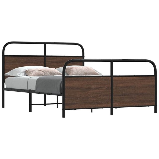 vidaXL Bett, Metallbett ohne Matratze Braun Eichen-Optik 137x190 cm günstig online kaufen