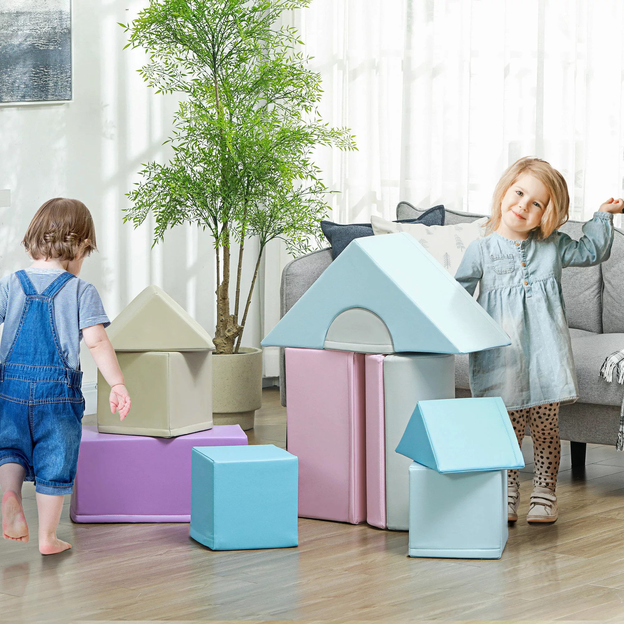 HOMCOM 11er-Set Bauklötze Bauspielzeug zum krabbeln, günstig online kaufen