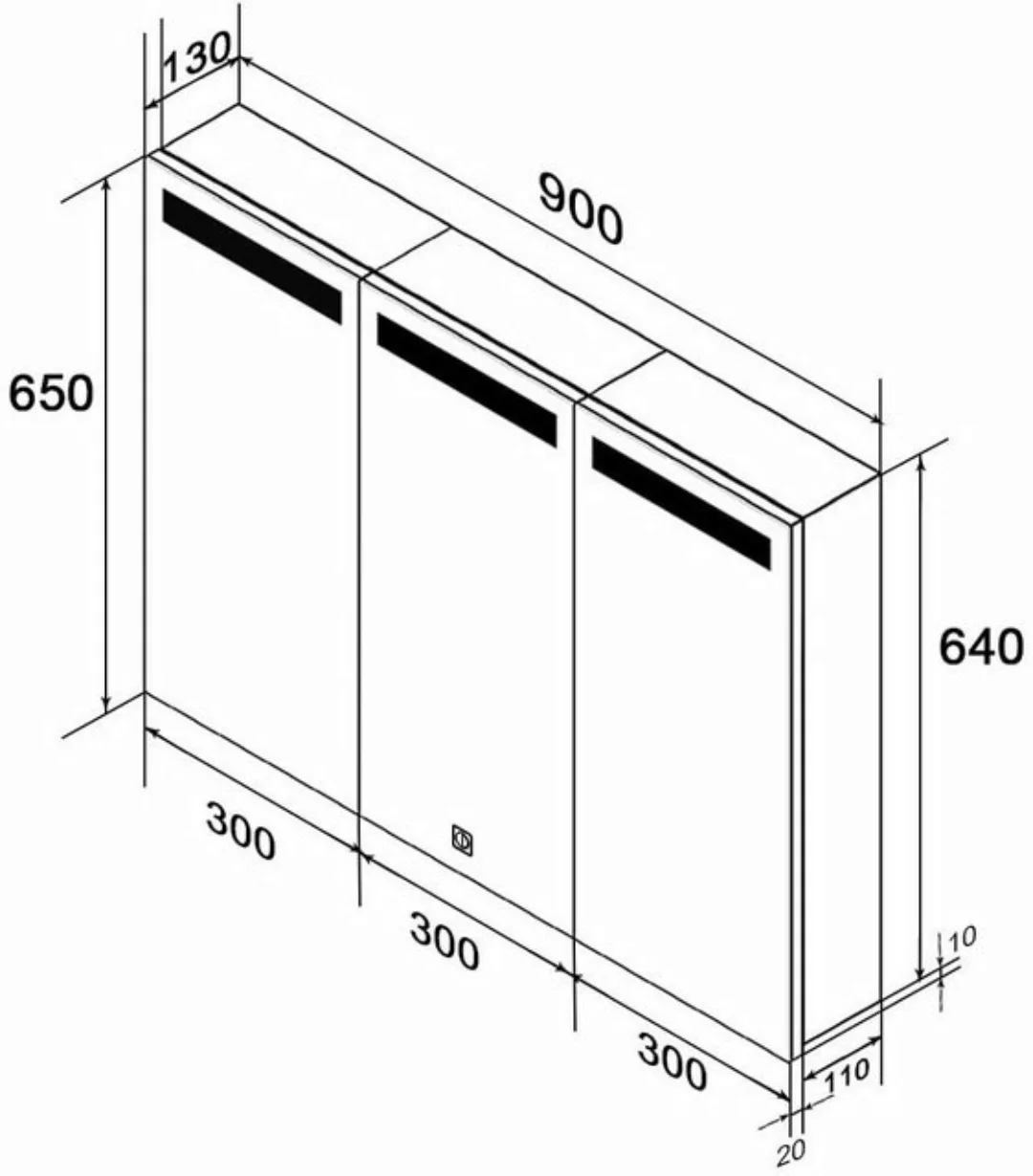 SONNI Spiegelschrank Spiegelschrank Bad mit Beleuchtung 90 x 65 cm Badpiege günstig online kaufen