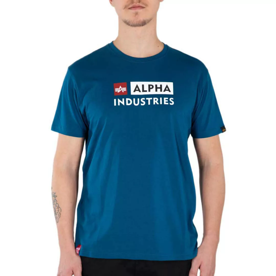 Alpha Industries Block-logo Kurzärmeliges T-shirt XS Naval Blue günstig online kaufen