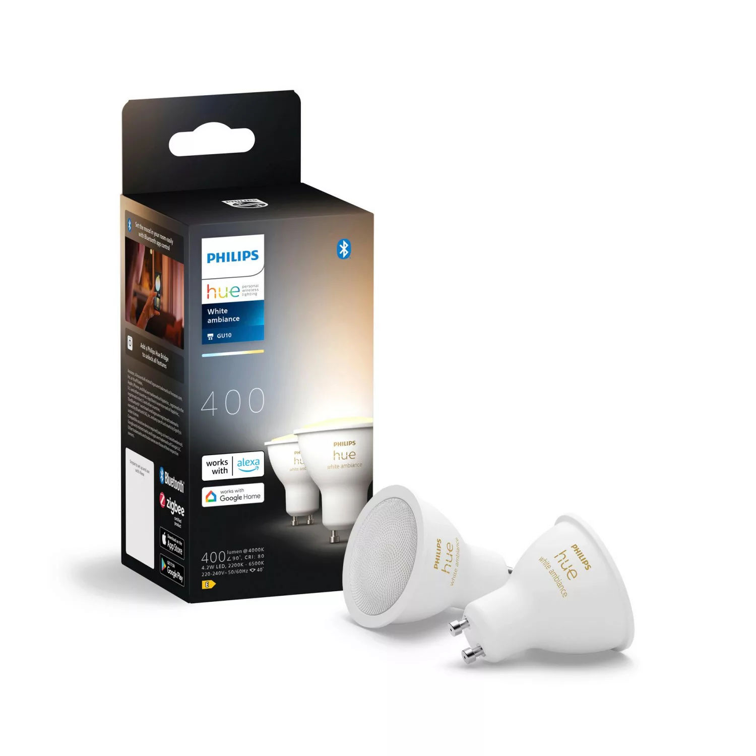 Philips Hue LED-Leuchtmittel GU10 Spot 4,2 W 350 lm 5,7 x 5 cm Doppelpack günstig online kaufen