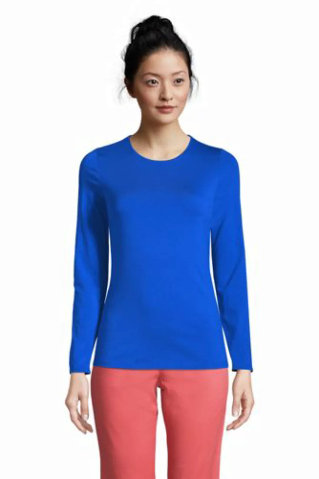 Shirt aus Baumwoll/Modalmix in Petite-Größe, Damen, Größe: XS Petite, Blau, günstig online kaufen