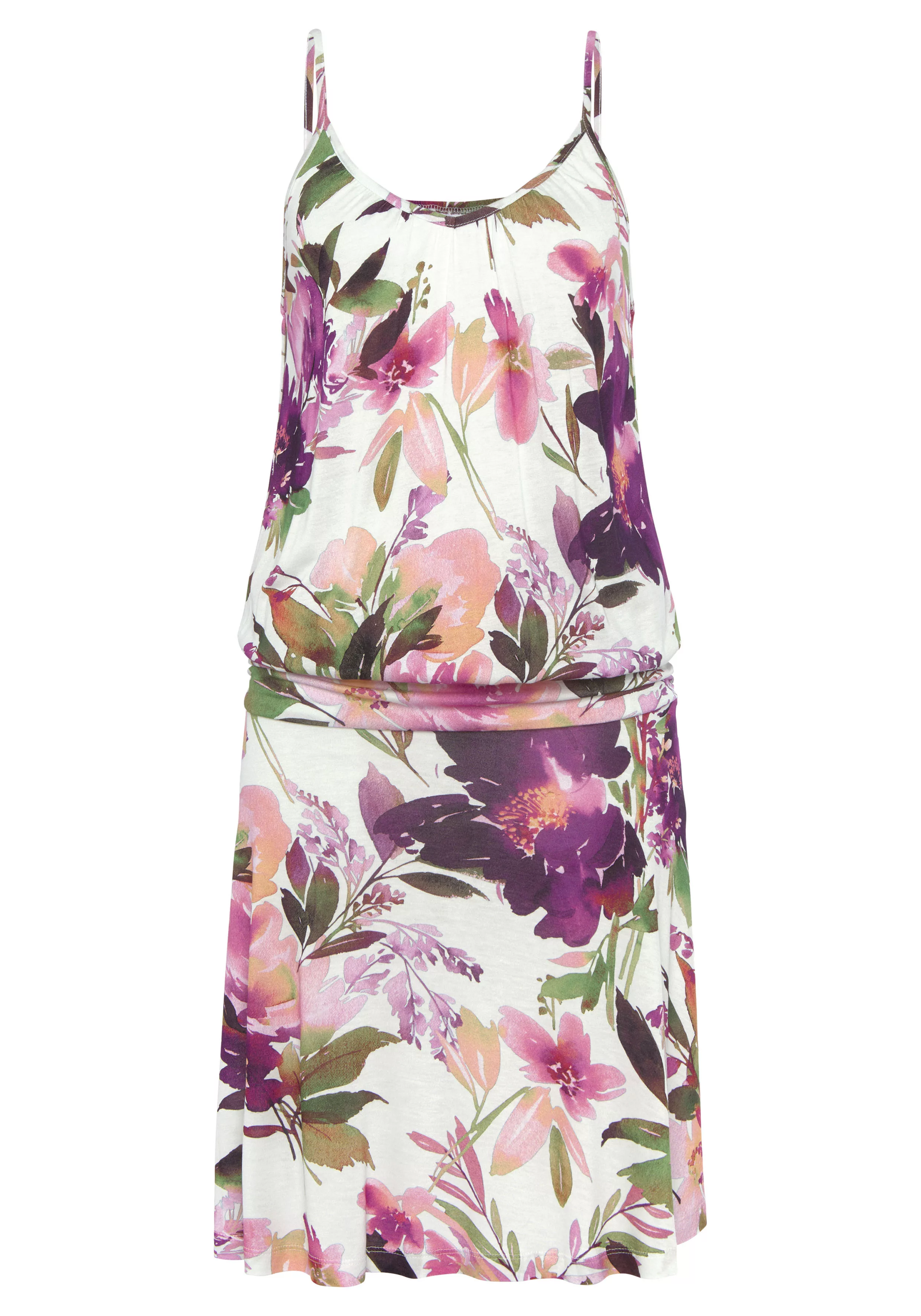 Beachtime Jerseykleid mit Blumendruck und dezenter Raffung, Sommerkleid, St günstig online kaufen