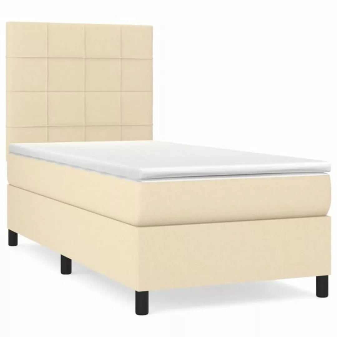 vidaXL Boxspringbett Boxspringbett mit Matratze Creme 100x200 cm Stoff Bett günstig online kaufen