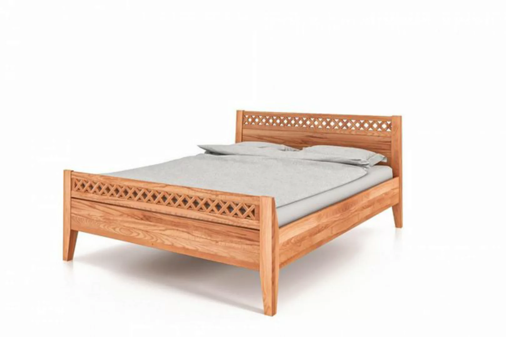 Natur24 Einzelbett Bett Sydo 4 Sonderlänge 80x220 Kernbuche Holzkopfteil ho günstig online kaufen