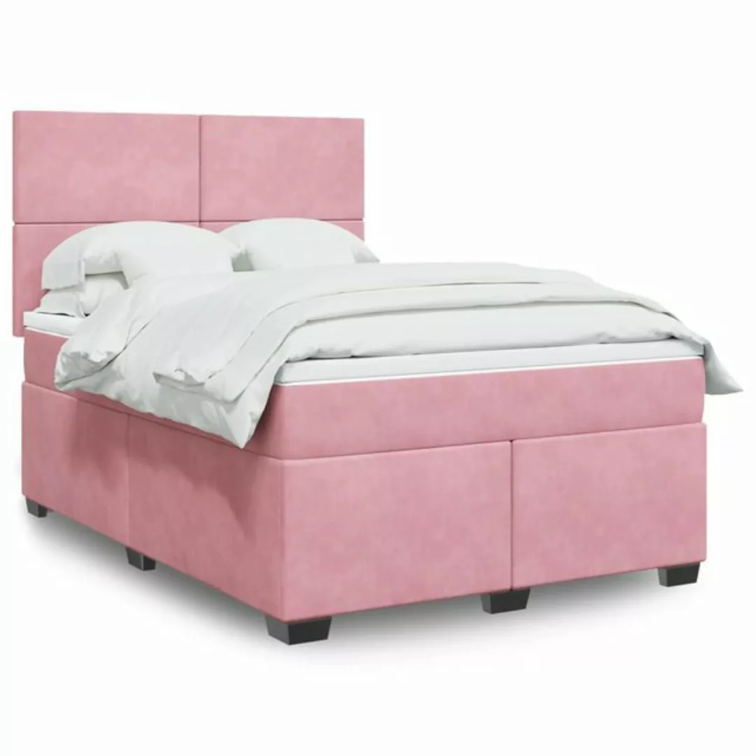 vidaXL Boxspringbett, Boxspringbett mit Matratze Rosa 140x200 cm Samt günstig online kaufen