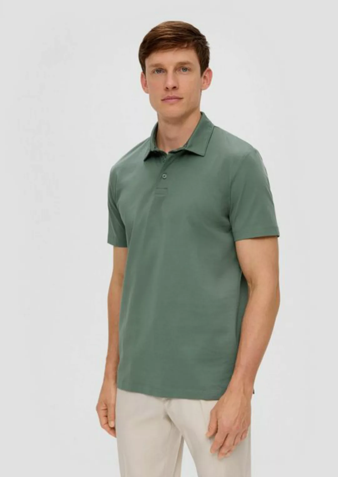 s.Oliver BLACK LABEL Kurzarmshirt Poloshirt aus Jersey mit seitlich geschli günstig online kaufen